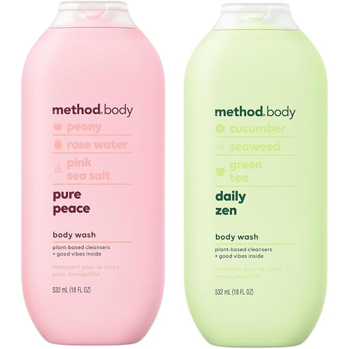 Method Body Body Wash - Deep Detox & Pure Peace - Set of 2 (Each 18 fl oz 532 ml) - Image 1